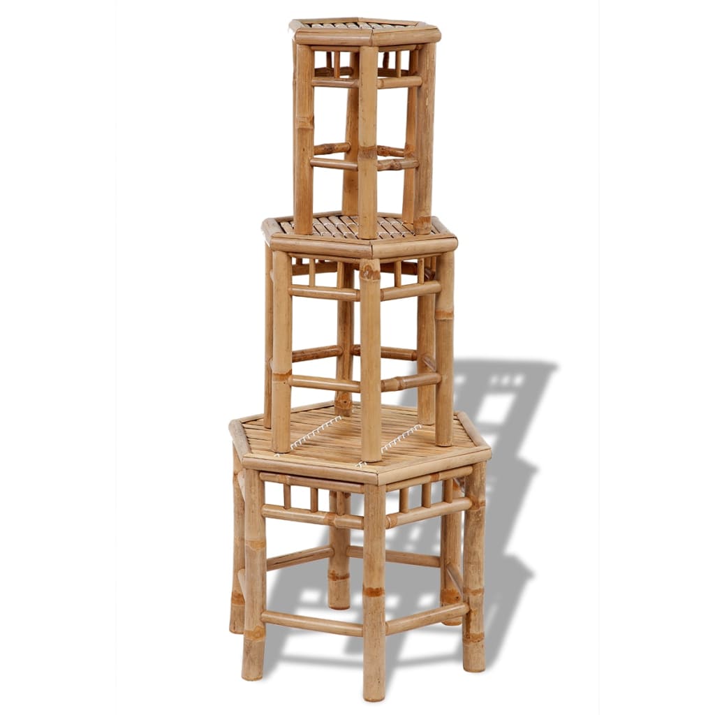Garden Stool Set 3 Pieces Bamboo