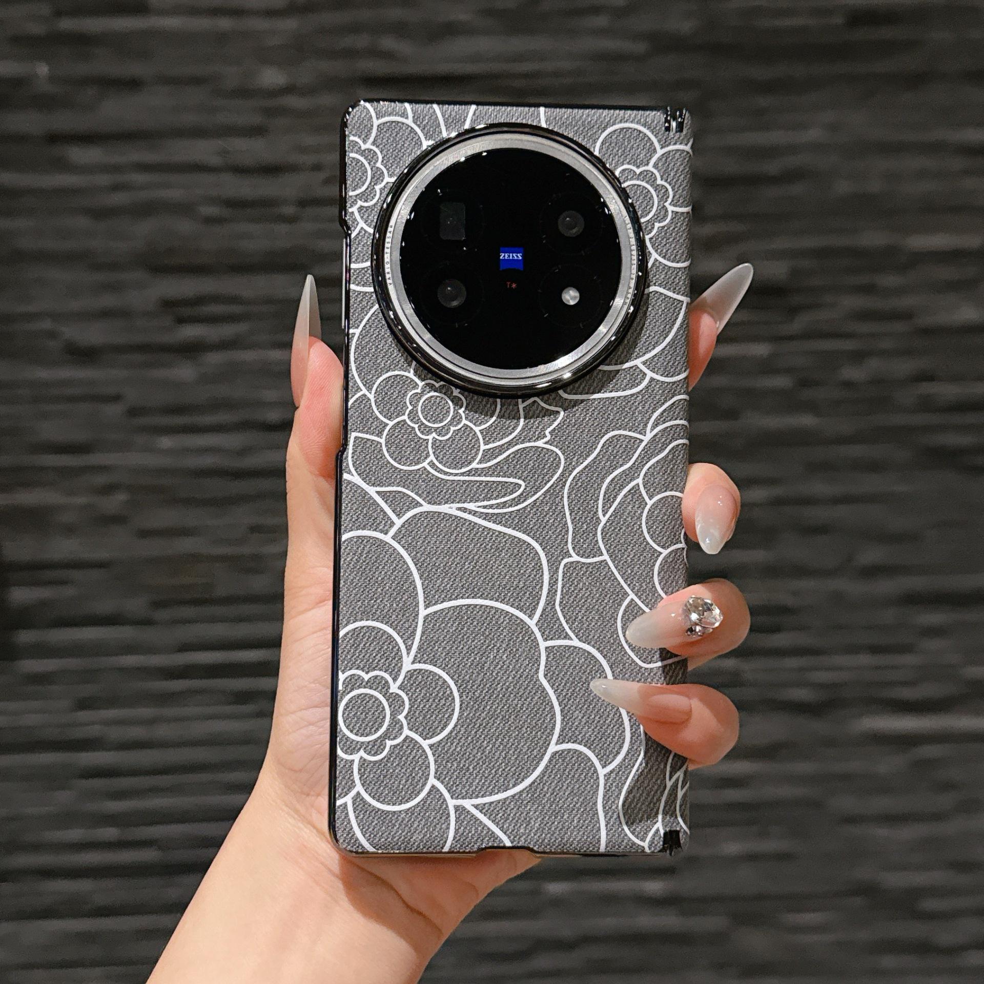 VIVO X Fold5 Denim Embossed Mountain Cover: Foldable, Magnetic, Protective Phone Case VIVO X Fold5