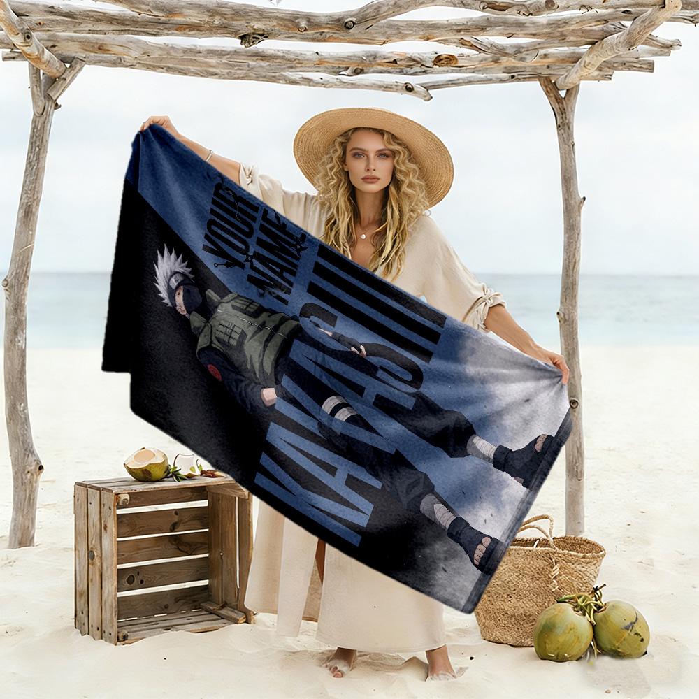 Naruto Character Customize Your Name Beach Towel Super Soft Microfiber Quickdry Fabric Suitable for Swimming Gym Camping Yoga Vacation