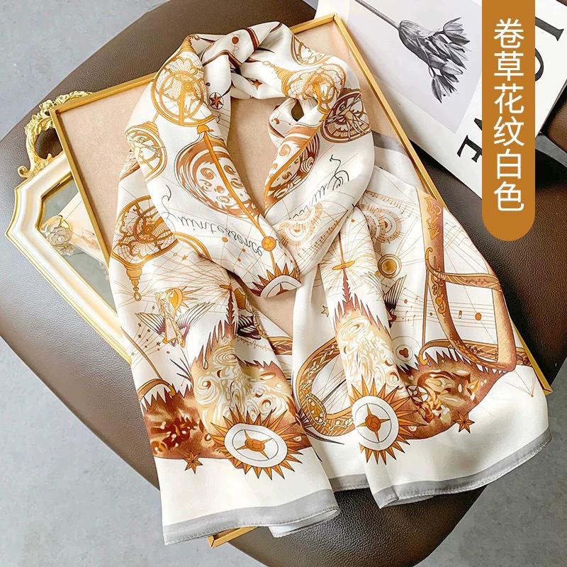 

New 100% Natural Real Silk Scarf Women Luxury High Quality long Fashion Neckerchief Lady Shawl Wraps Hijab Bandana Scarves Real Silk 54x178cm