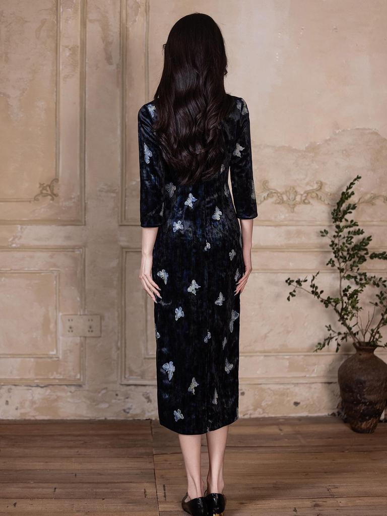 Modern Black Cheongsam 2025: Young Retro Chinese Republic Style for Daily Wear