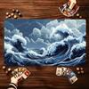 Moonlit Ocean Waves Pattern Game Playmat Non Slip Rubber Smooth Extended Table Mat For Trading Card Game Board Game Enthusiasts