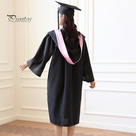 Academic Dress for Ceremonies Unisex Matte Graduation Cap Gown Set with Fake Shirt Collar And Doctoral Attire Neck Tie Professional Formal Bachelor's