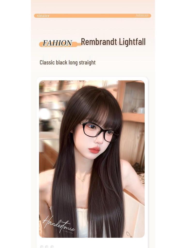 Natural Black Long Straight Synthetic Wig – Invisible Seamless, Fluffy, Volume-Boosting, Daily Wear for Women