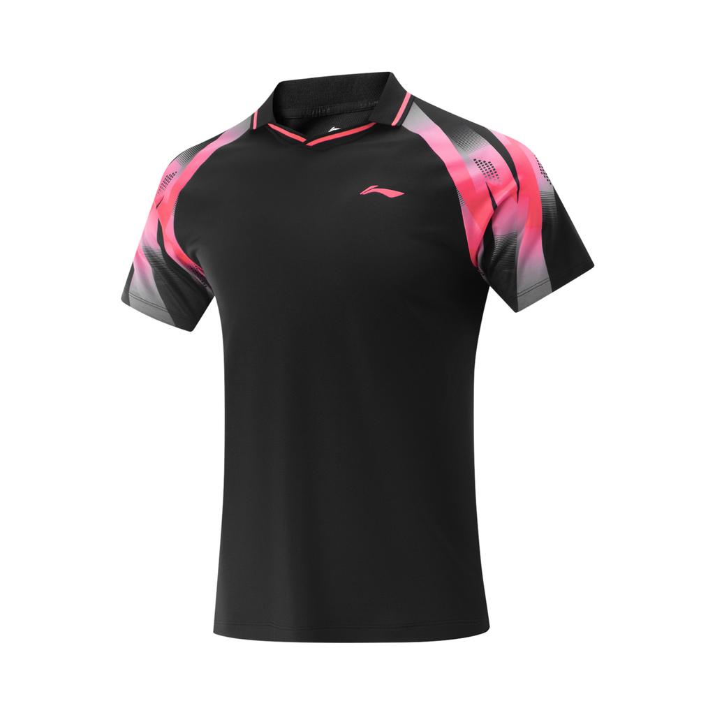 Li Ning Table Tennis Series Comfortable Simple Versatile Sports Brand Logo Quick-Dry Short Sleeve T-Shirt Unisex Tops Black AAYV117-1