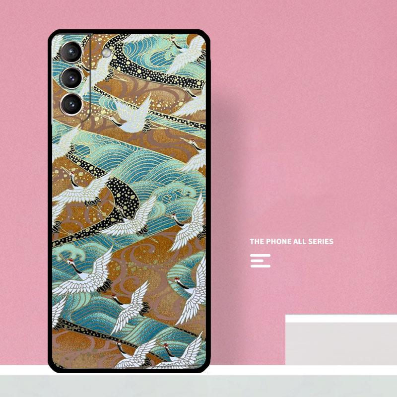 Art Crane Waves Phone Case For Samsung Galaxy S25 S26 Ultra S20 S21 S22 S23 S24 S10 Plus S25 FE Cover Coque