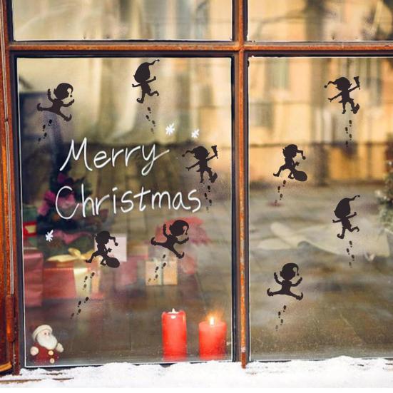 Gnome Footprint Template for Snow Spray Reusable Window Stencils Christmas Gnome Elf Hanging Decoration