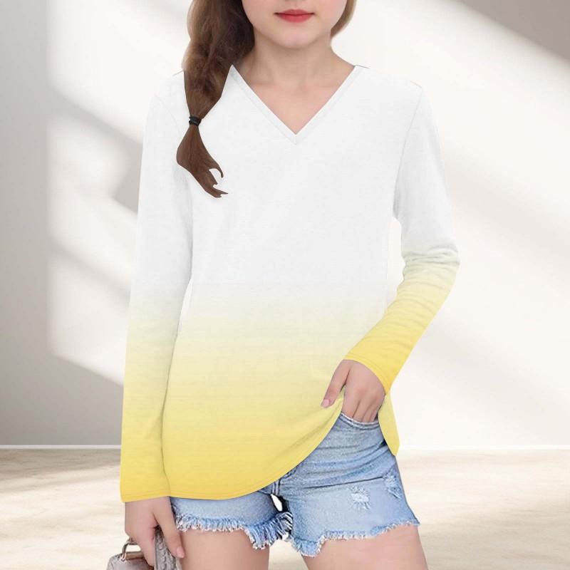 Womens V-Neck Long Sleeve Loose Fit T-Shirt With Polka Dot Print Casual Oversized Top Daily Wear