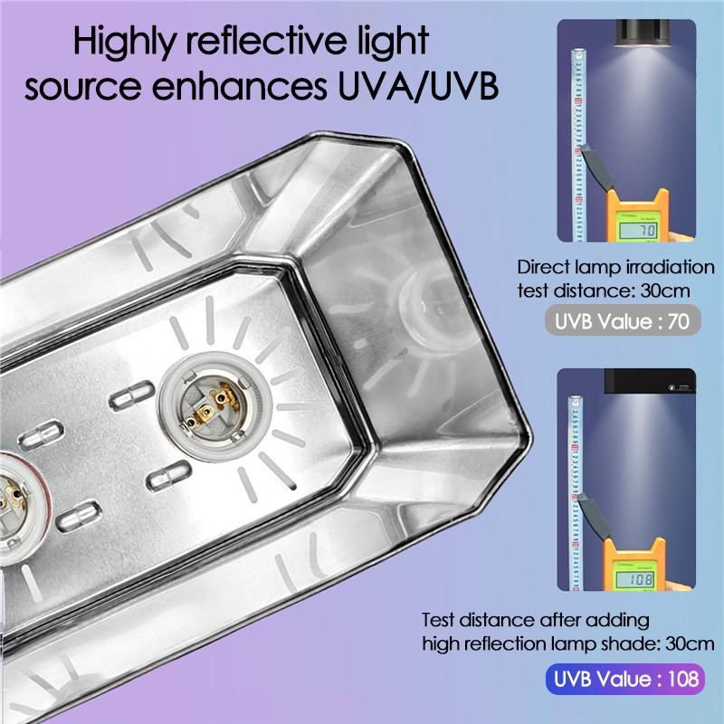 Duże pudełko do karmienia gadów i żółwi Zbiornik tropikalny Lampa słoneczna UVA Ogrzewanie UVB Zintegrowany podwójny klosz Oświetlenie dla płazów
