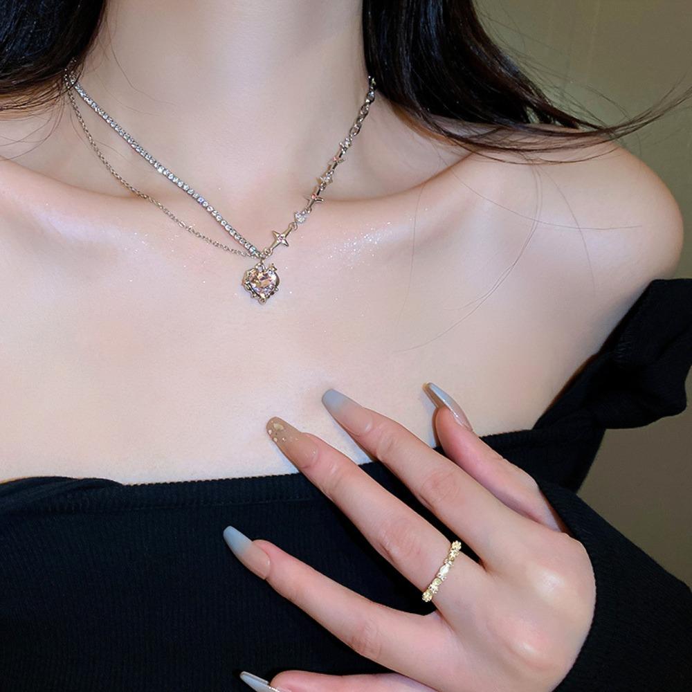 

Cool Star Sweet Choker Crystal Clavicle Chain Women Necklace Korean Style Necklace Heart Pendant чёрный
