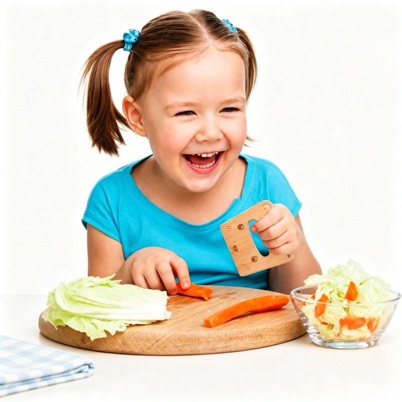 Wooden Safety Knife Toddler Cartoon Children's Kitchen Tools Cutting Fruit Education Practical Life Cooking Toys