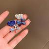 Damenmode Kreative Einfache Blaue Farbe Spaß Asymmetrische Blumenlinien Silbernadel Ohrringe Blaue Tropfenöl Unregelmäßige Ohrringe