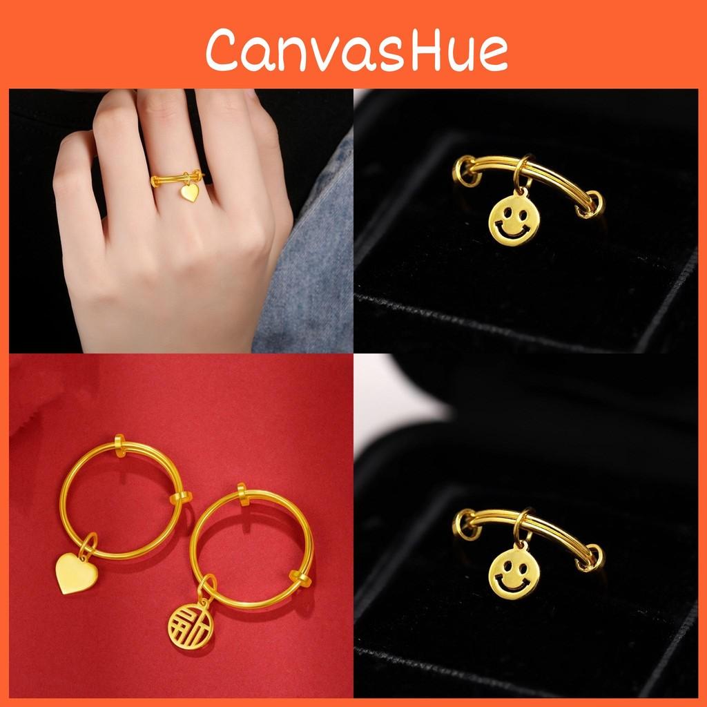 Chic Brass Gold Plated Ring With Customizable Fit And Symbolic Designs Women For