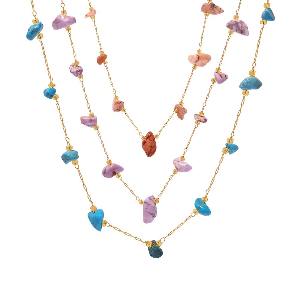 Bohemian Irregular Stone Necklace: Retro, Versatile Clavicle Chain for Women