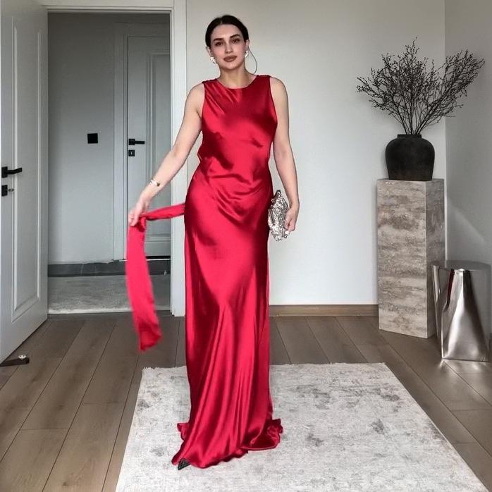 2025 Summer Elegant Sleeveless Round Neck Long Dress for Women