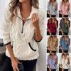 Cross-border 2025 Autumn and Winter New European and American Lapel Small Fragrant Wind Jacquard Half Zipper Plush Pocket Short Sweater Women