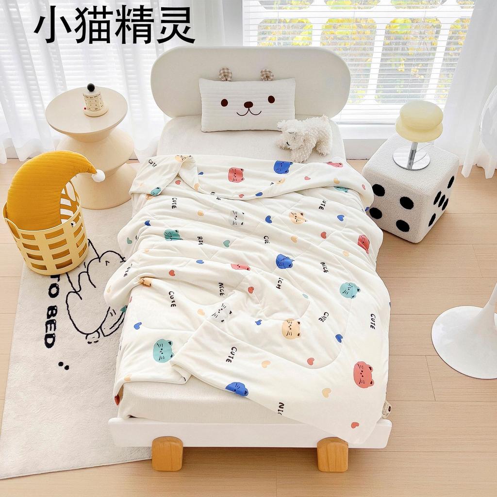 2024 New Children's Summer Quilt Knitted Cotton Summer Quilt Kindergarten Duvet Ice Cream Summer Quilt Airable Cover