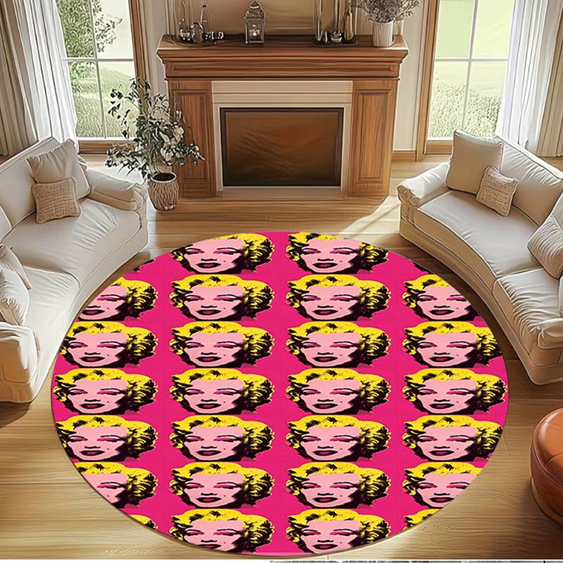 Marilyn Monroe Print Rond Tapijt, Wasbaar Vloerkleed, Voor Entree Slaapzaal Wasruimte Kantoor Studeerkamer, Woondecoratie Verjaardag Kerstcadeau