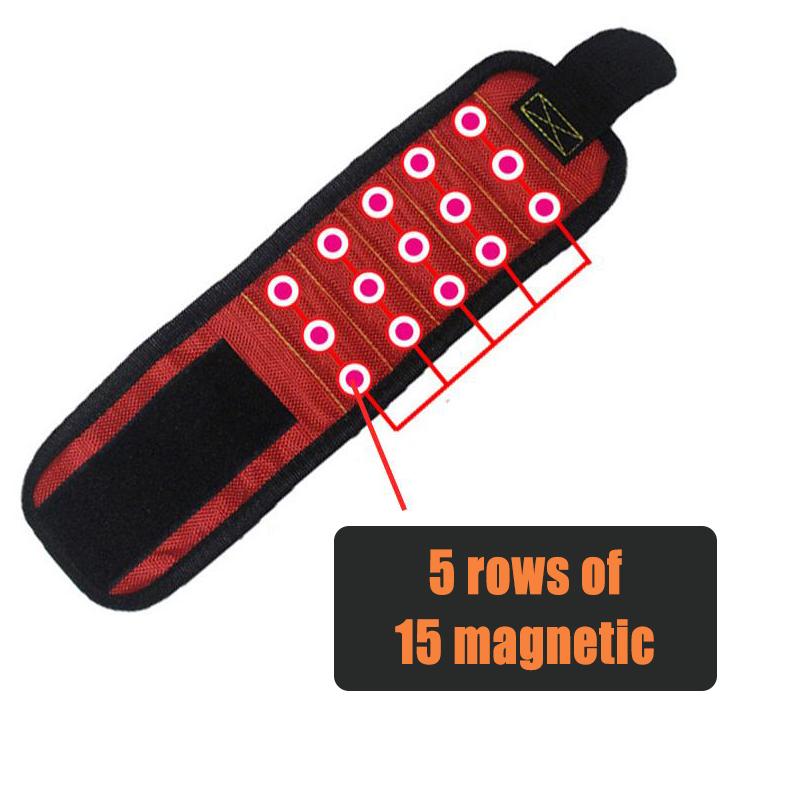 Magnetisk armbånd med sterke magneter Holder skruer Spiker Bore Organizer Oppbevaringsbelte Verktøy Oppbevaringshåndledd