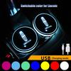 Led Colorful 2pcs Car Cup Holder Pad Mat For Auto Atmosphere Lights