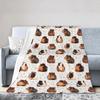Guinea Pig Flannel Blanket Lovely Cartoon Animal Red Strawberry Blankets for Couch Bed Sofa Pet Hamster Floral Throw Blanket