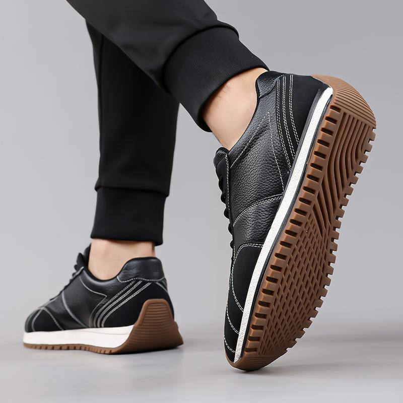 Retro Runners Men Low Top Lace Up Trainers Gum Outsole Two Tone Grained Panels Raised Toe Bumper 38-44