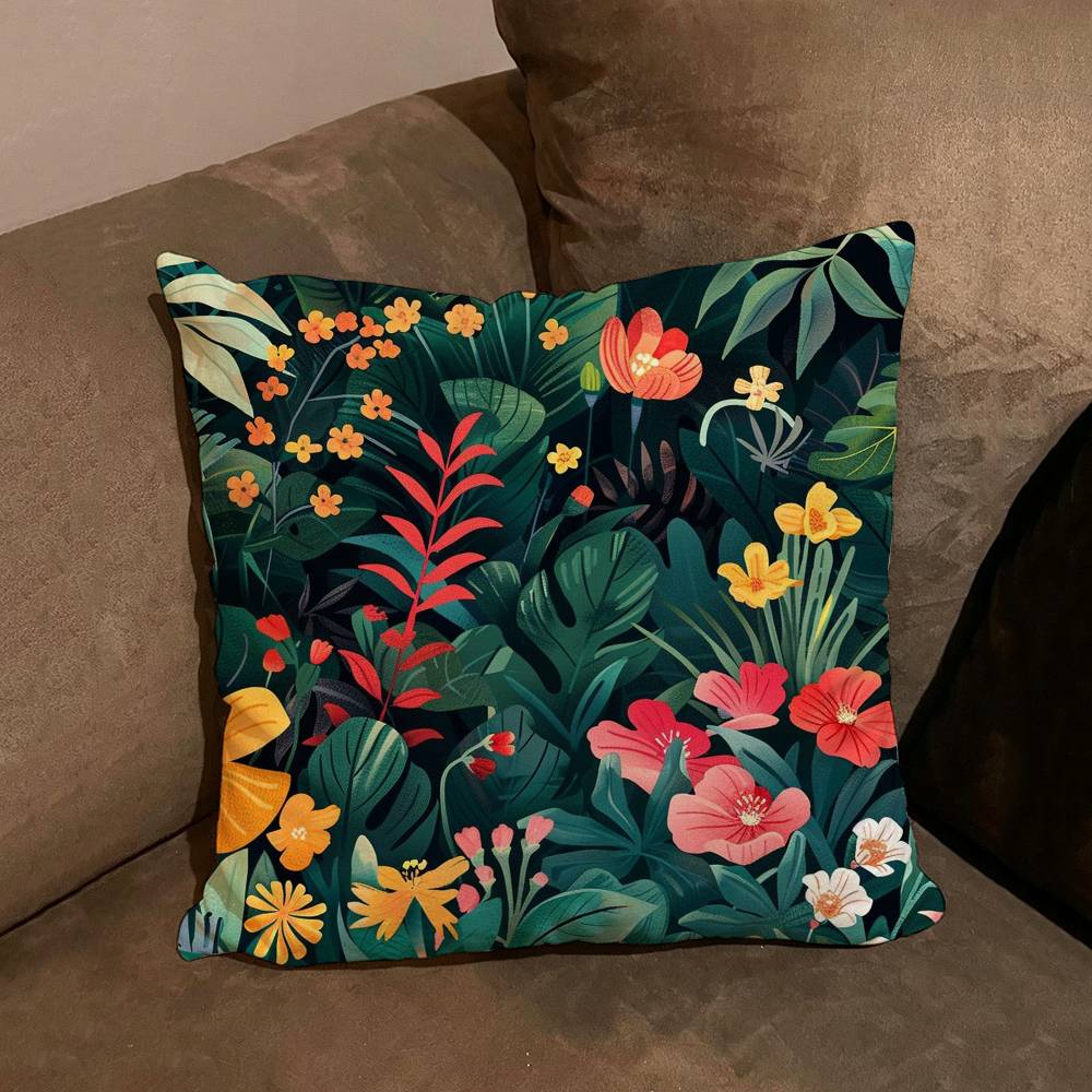 Fashion Tropical Jungle Flowers Plants Comfortable soft Pillow Case for Sofa Room Home office Decor and Protective Covers