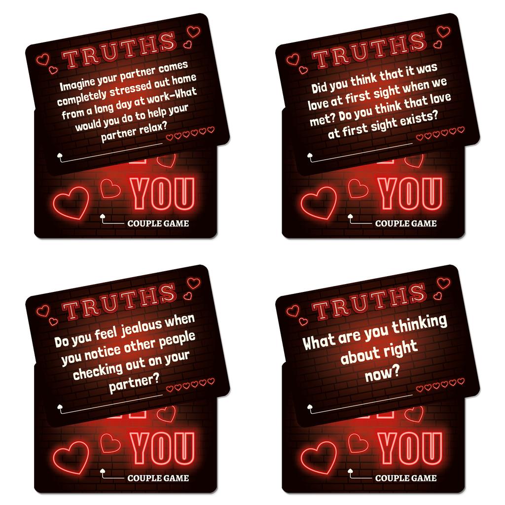 50 Love You Neon Couple Cards English Version Game Interactive Cards