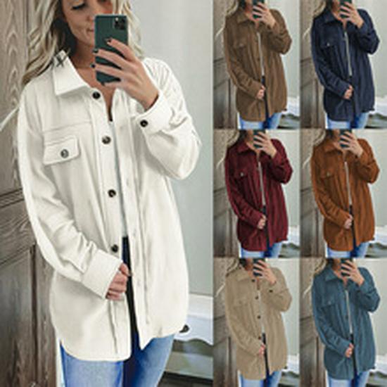 Women's 2026 Autumn/Winter Corduroy Long Sleeve Pocket Cardigan