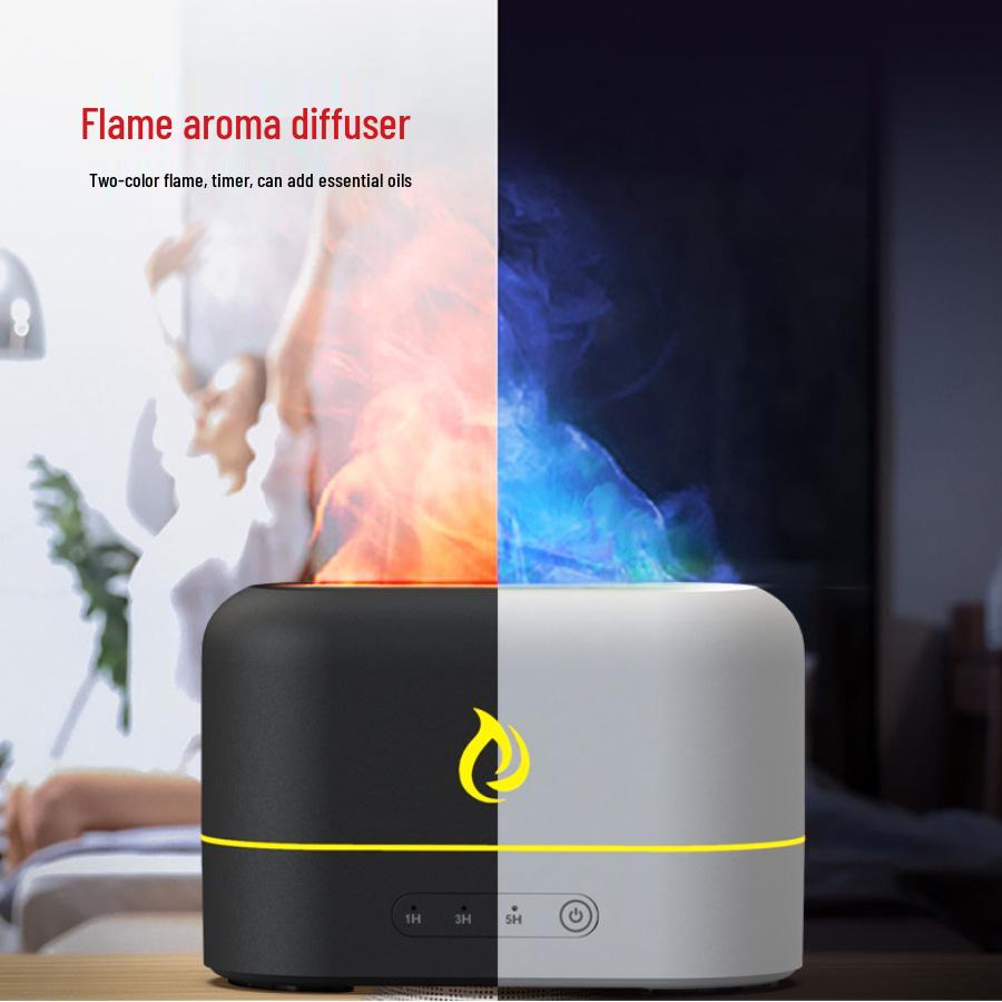Creative Flame Aromatherapy Diffuser & Humidifier - Simulated Flame Design for Household & Desktop Use