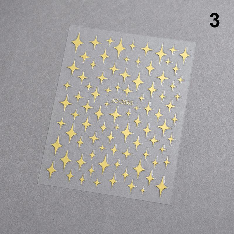 1 Stück Weiß Schwarz Sterne Nagelaufkleber Irreguläre Pentagramm Abziehbilder Rosa Laser Glänzend Glitzer Sternenlicht Maniküre Ornamente Slider