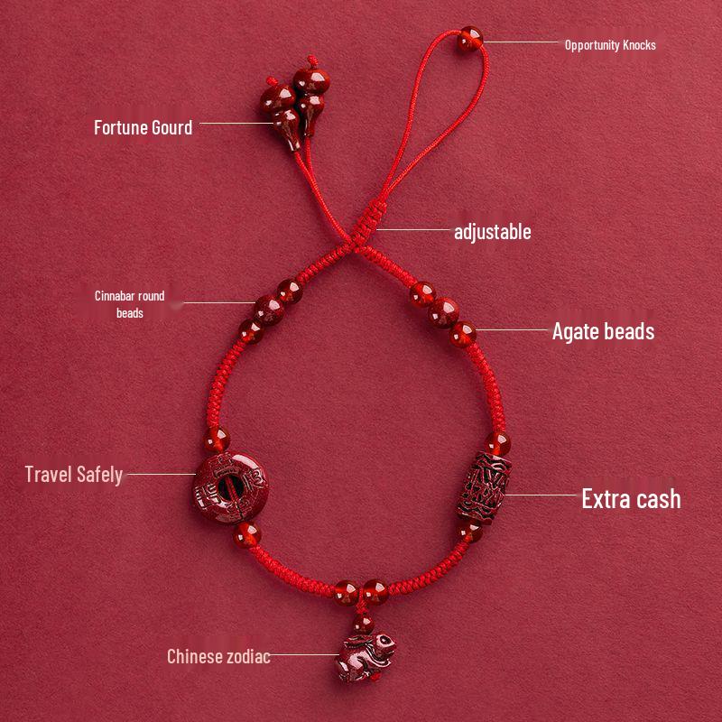 Cinnabar Zodiac Red String Anklet - 2023 Safe Knot Bracelet, Birth Year Woven Foot Rope with High-End Feel