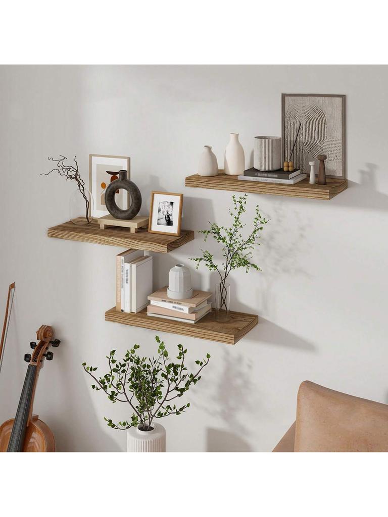 1 Pc Wooden Floating Wall Shelf Rustic Wood Shelves for Wall Storage Nordic Home Decoration Wall Hanging Shelf Gift Storage Rack