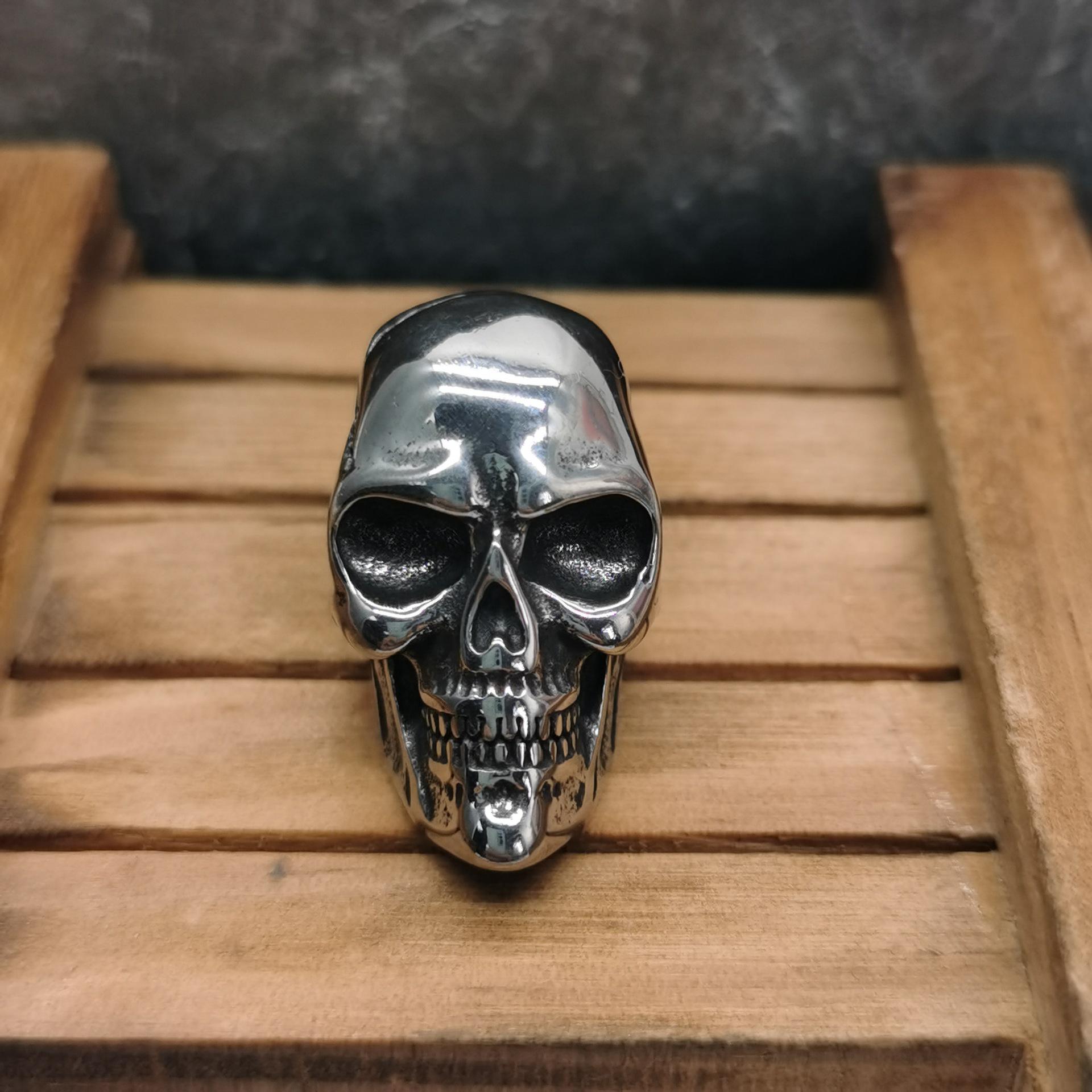 Men s Trendy Titanium Skull Ring for Halloween: European Punk Rock Style