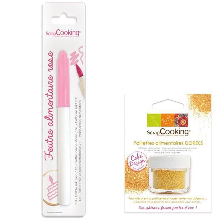 Feutre alimentaire rose + paillettes dorées