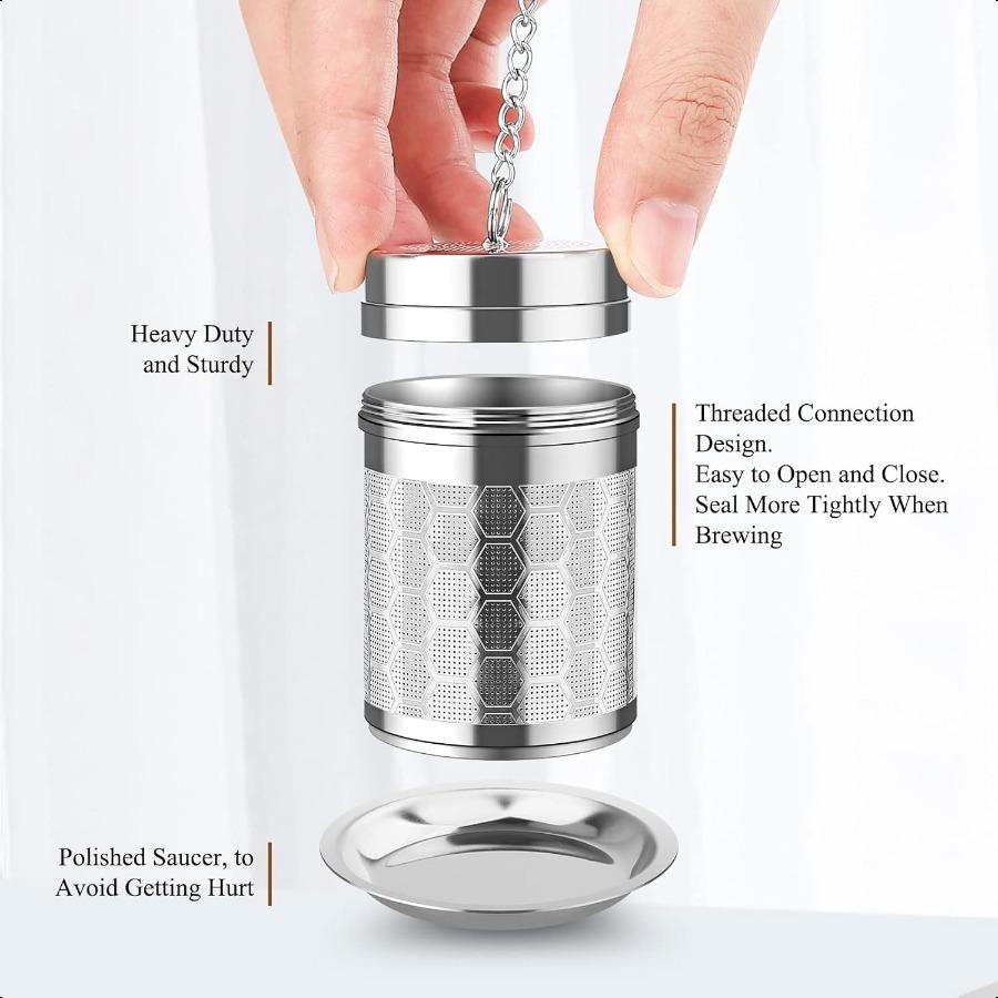 Tea Infusers for Loose Tea 2 Pack 18 8 Stainless Steel Tea Strainer Set Extra Fine Mesh Tea Steeper for Brew Tea Spices and Sea