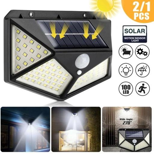 Lampa Solarna Z Czujnikiem Ruchu Zmierzchu Jasna 100 Led Mocna Zewnętrzna