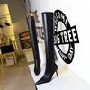 Bigtree Shoes Stiletto Sexy Over-The-Knee Boots Black Leather Boots Sexy Thin High Heel Boots Winter Long Boots Plus Size 43