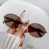 Elliptical Metal Personalized Sunglasses for Women European and American Fashion Retro Street Pography Sunglasses