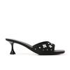 Celebrity department~ 2025 summer square head petal rhinestone satin kitten and sandals women's slippers wear one-word slippers