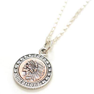 925 Silver Necklace Coin Medal Indian Native American Kokopelli Skull Star Star [goodvibrations] [670svn]