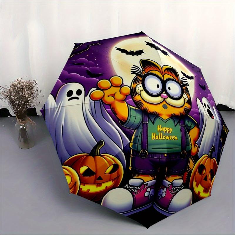 1pc Halloween Garfield Windproof Automatic Umbrella, Lightweight for Women/Men, Perfect Christmas Gift A0811225