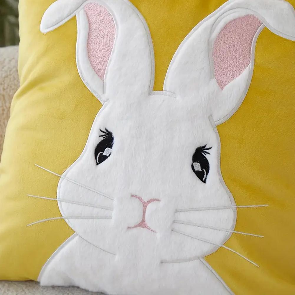 Easter Rabbits Throw Pillow Cover 45x45cm Bunny Soft Cushion Case Plush Rabbit Pillowcase for Living Room Bedroom