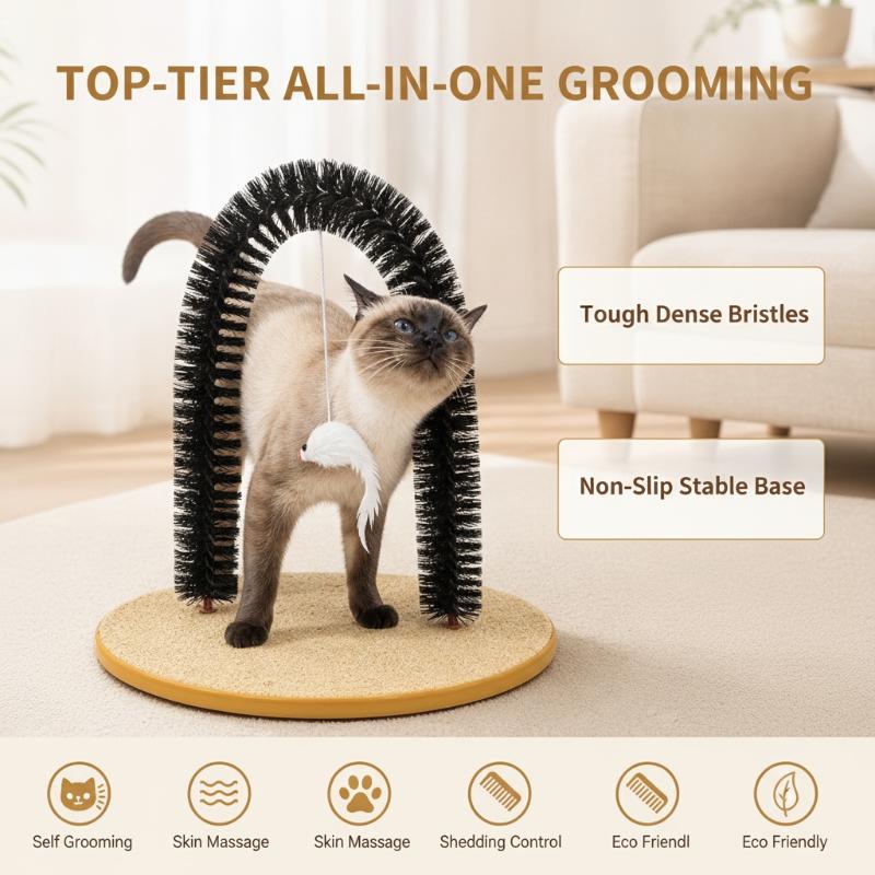 Cat Self-Grooming Replacement Brush Arched Comb With Detachable Massager For Fur Removal, Indoor Cat Care Gift For Pets