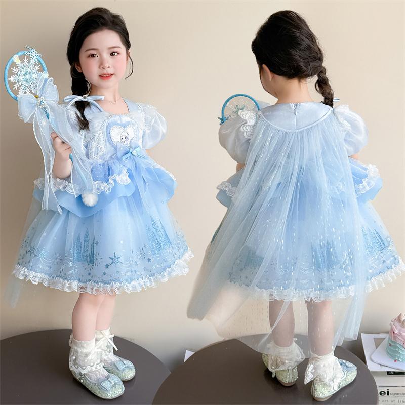 Girls' Summer Dress 2026 New Style Baby Girl Elegant and Beautiful Elsa Princess Dress Children's Summer Dress Dress