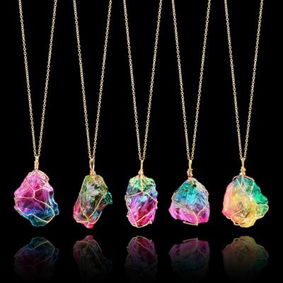 BLUELANS HALSKETTE Wunderbarer Anhänger Charm Schmuck Bunte Naturstein Halskette für Männer und Frauen