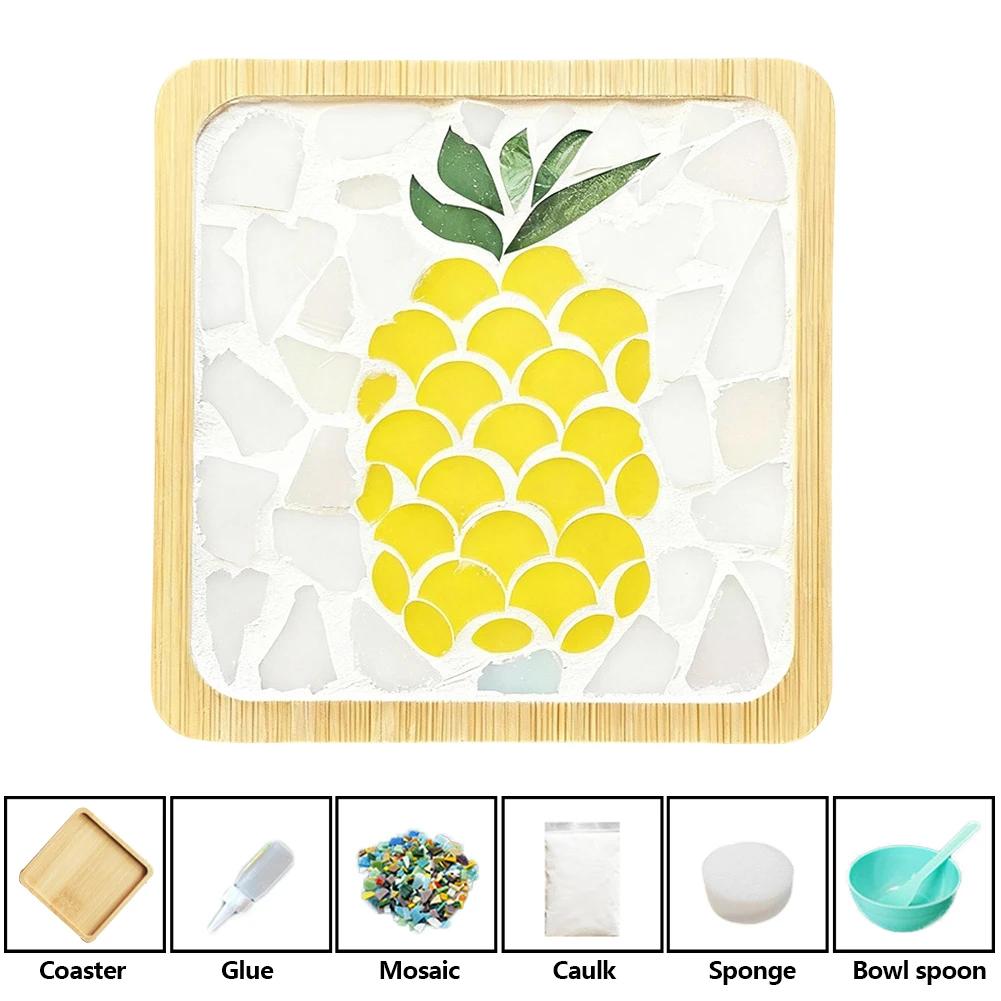 Heat-resistant Cup Mat Fruit/Animals Mosaic Coasters Handmade DIY Bamboo Mica Pad Creation Handicraft