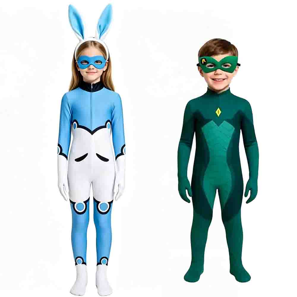 Kids Alya Cosplay Costume Blue White Bodysuit With Mask Halloween Viperion Dress Up Carnival Stage Performance Party Jumpsuit
