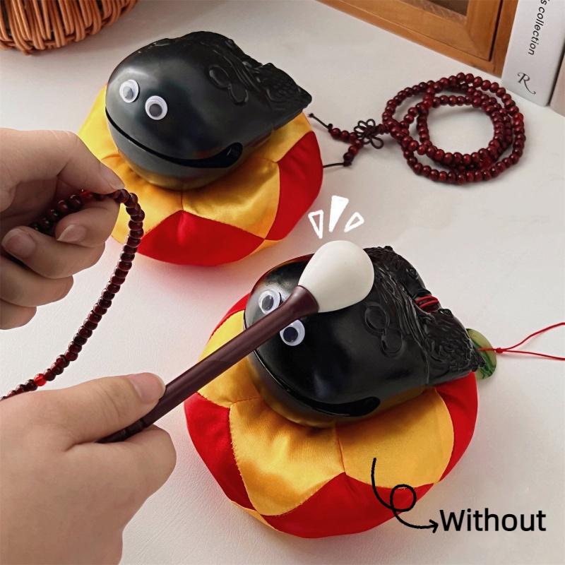 Durable Plastic Stress Relief Toy Wooden Fish With Accessories Perfect For Meditation