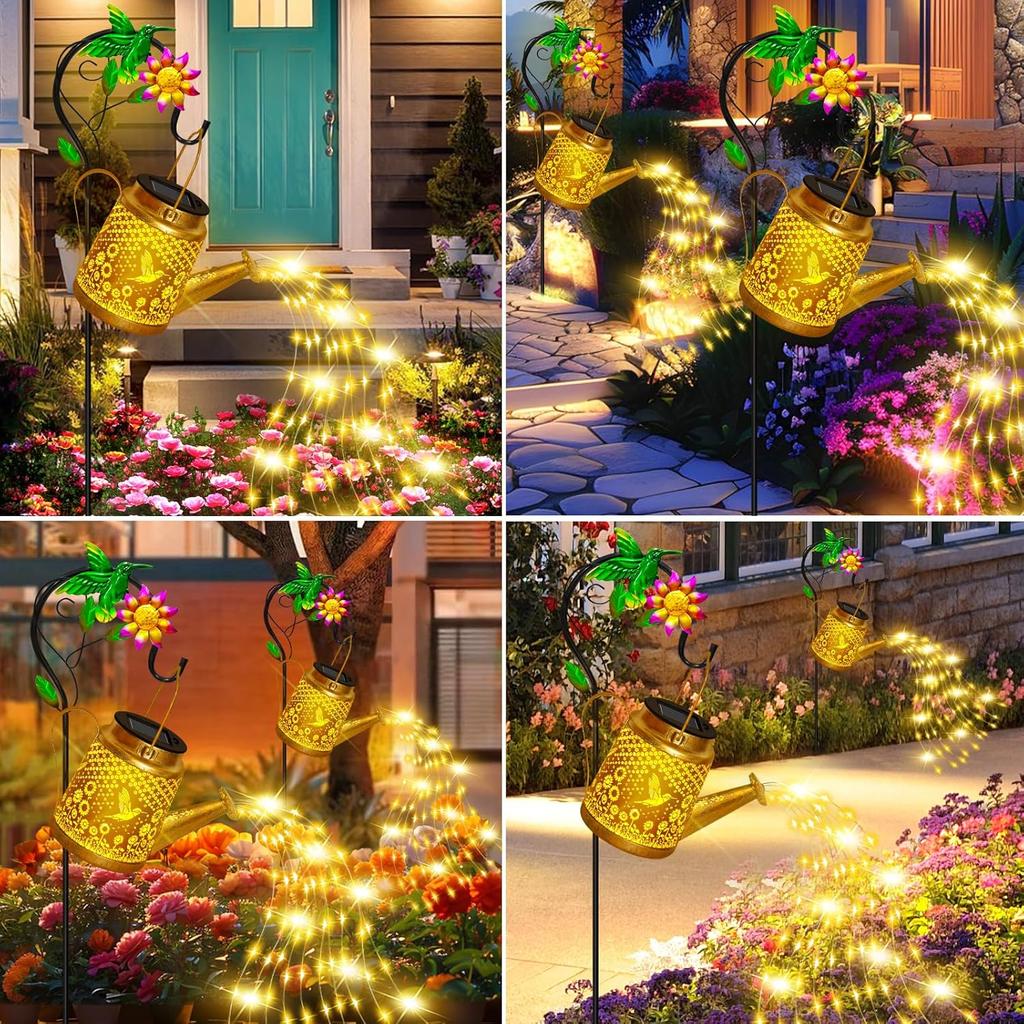 Hummingbird Solar Lanterns Garden Decor, Waterproof Outdoor Lighting with Shepherd Hook, Birthday Gifts for Women, Mom, Grandma